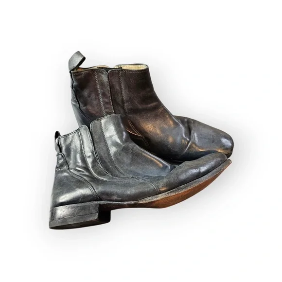 Kenneth Cole Made in Italy Black Leather Ankle Boots Men display picture 2